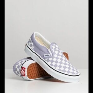 Vans Kids Classic Slip-On Sneakers Lavender/True White Checkerboard, Size 3
